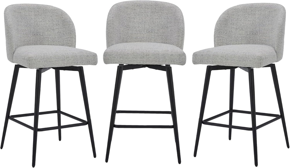 Watson & Whitely Counter Height Bar Stools Set of 3, Fabric in White