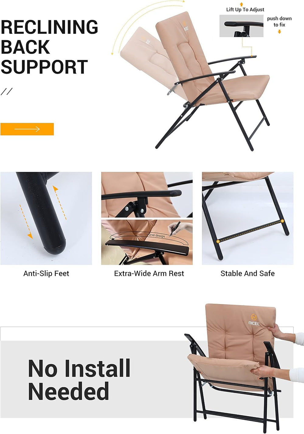 Nice C 3 Piece Patio Table & Chairs Set, Outdoor Bistro Set (Khaki)