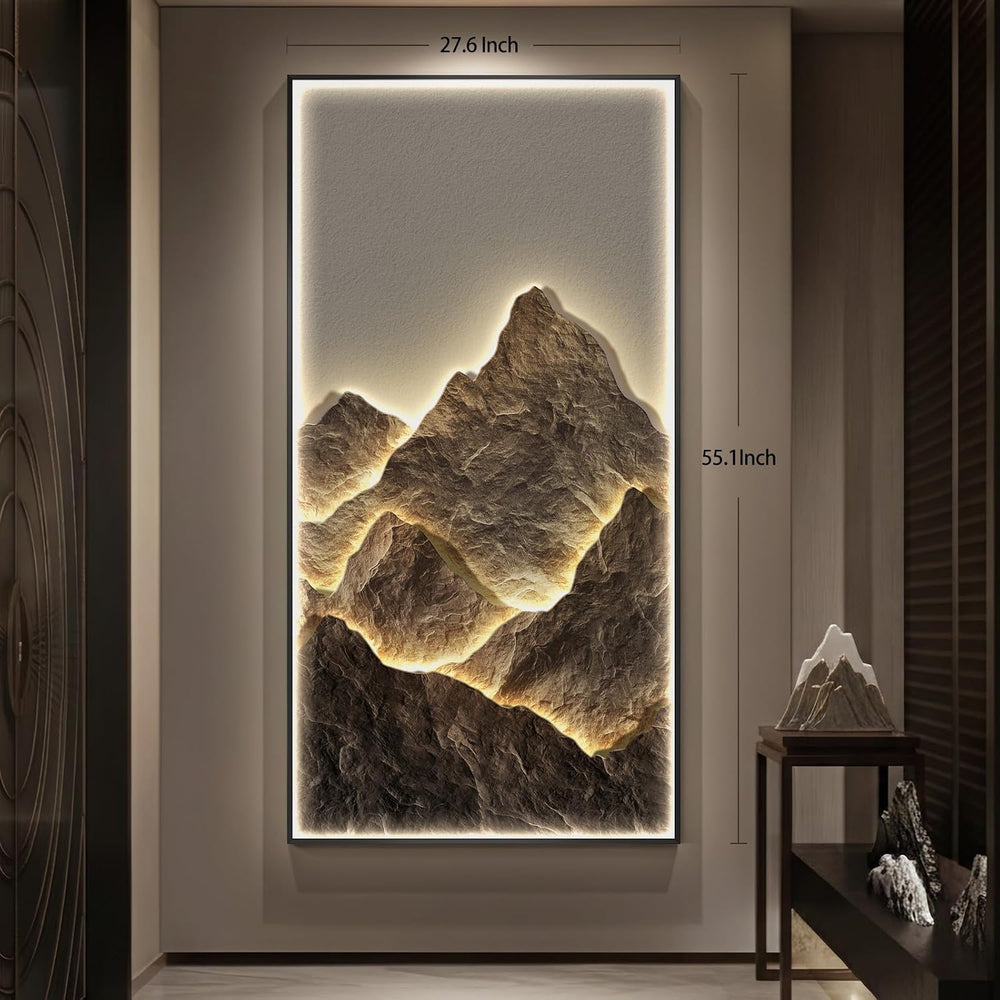 Large Vertical LED Mountain Wall Art for Living Room, Modern Luxury 30x60