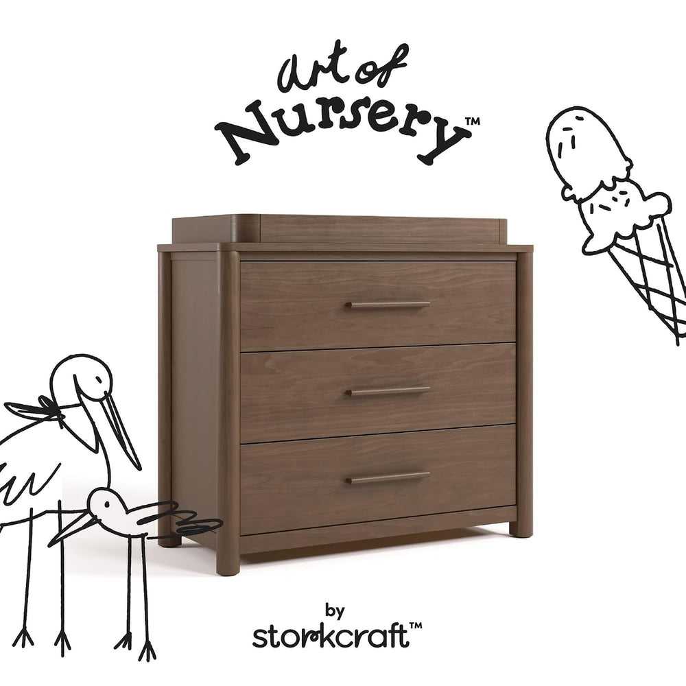 Storkcraft Malta 3 Drawer Chest with Removable Changing Topper, Hazelnut