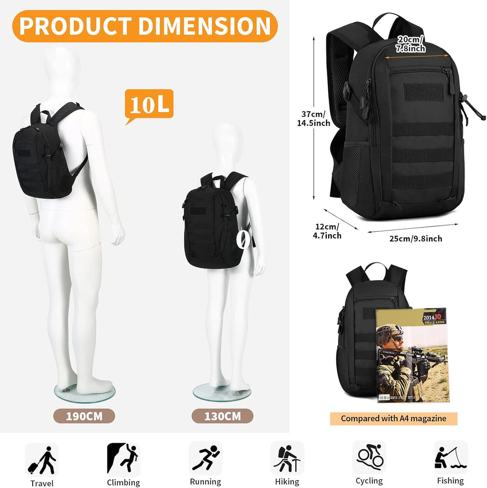 HUNTVP 10L Tactical Backpack Small Backpack Mini Daypack Military MOLLE Rucks...