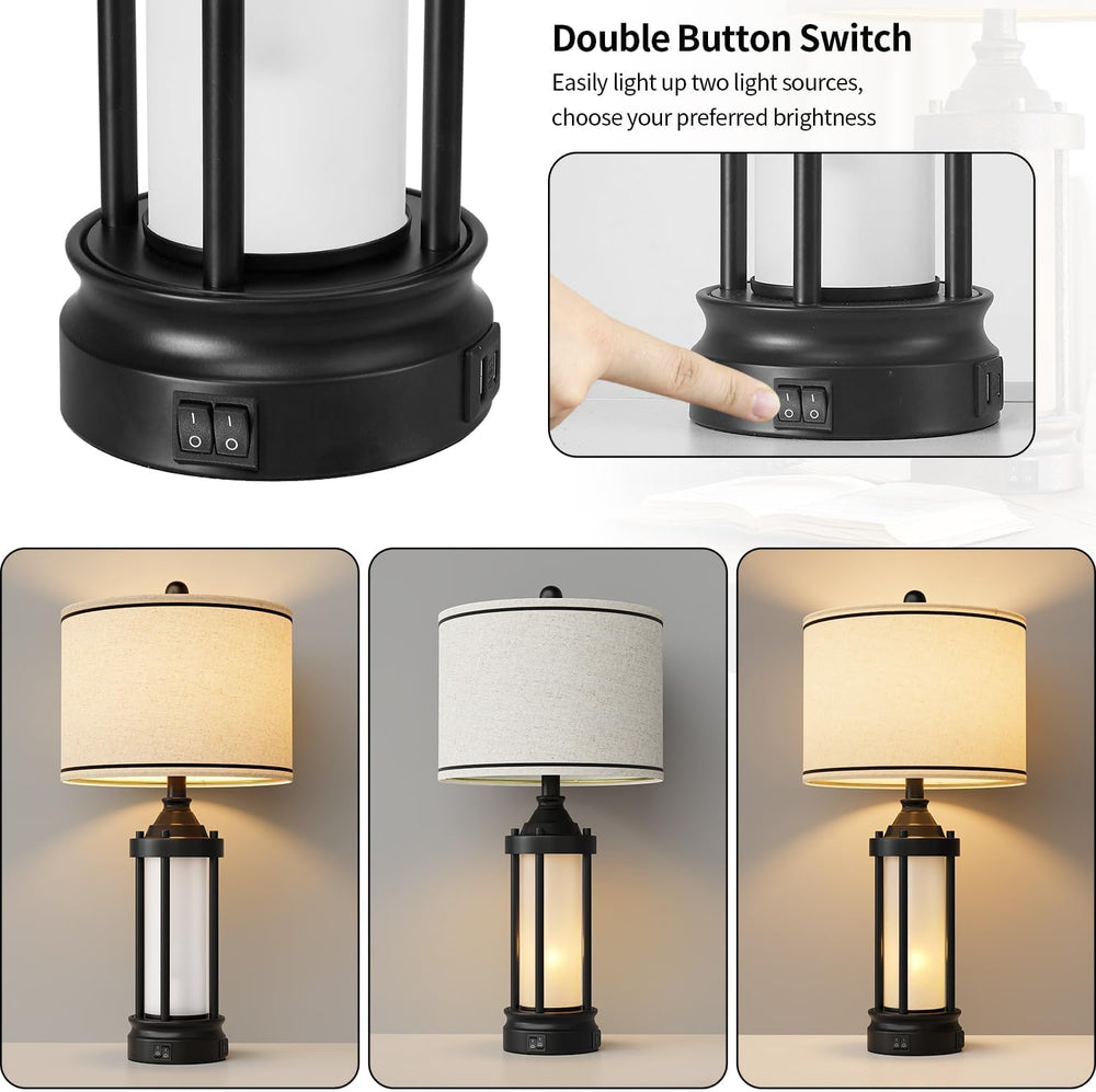 25'' Table Lamps for Bedroom Living Room Lamps Set of 2 Farmhouse Nig...