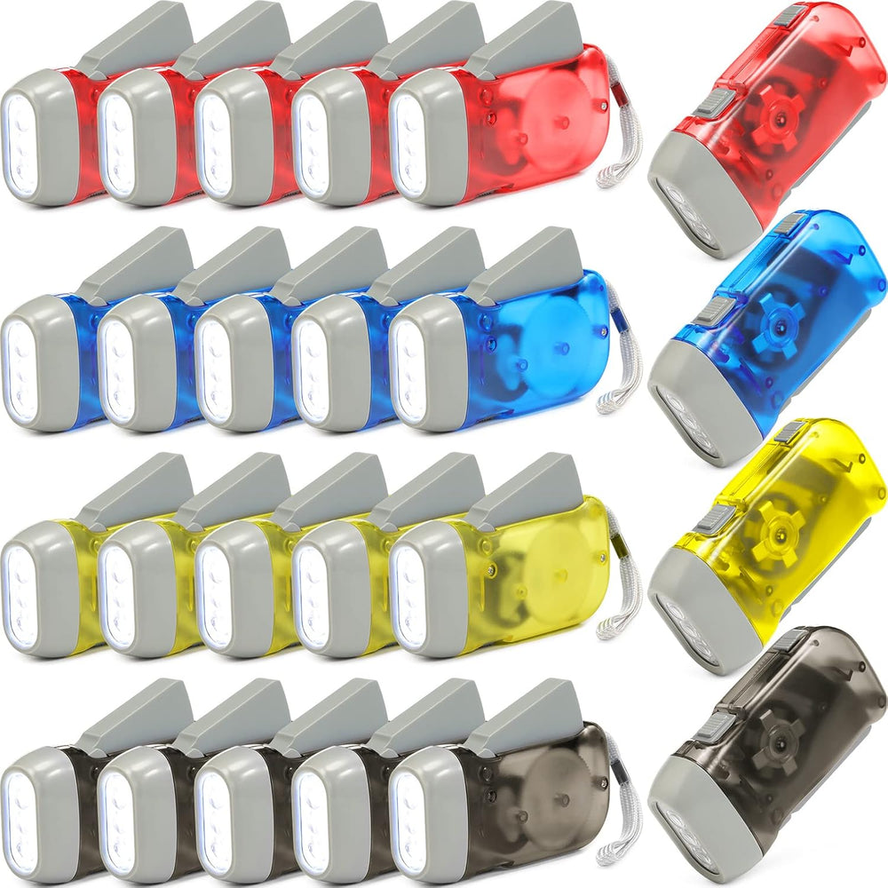 Mudder 24 Hand Crank Flashlight, Red, Blue, Green, Yellow, Black