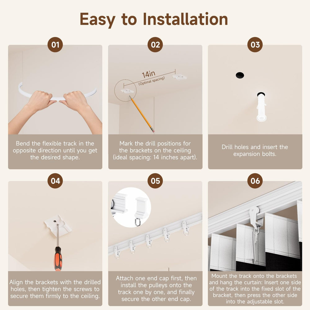 Room Divider Curtains with Ceiling Track Sets, Accordion Blackout Curtains