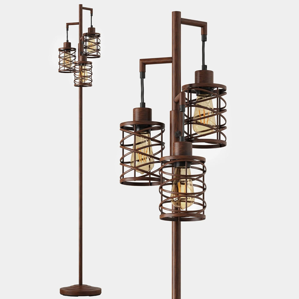70" Farmhouse Dimmable Tree Floor Lamp, Floor Lamp for Living Room, Brown
