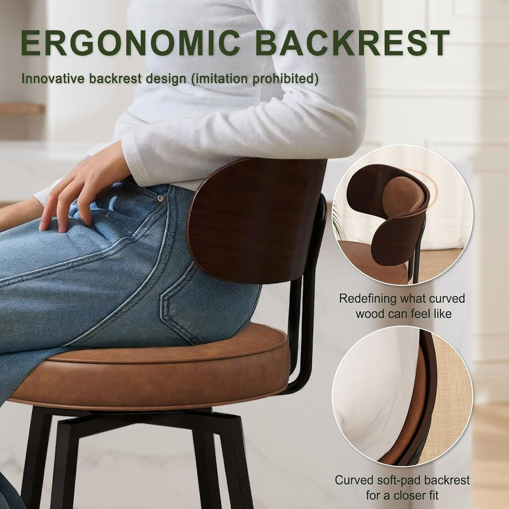 SAECKBERG Swivel Counter Height Bar Stools Set of 3, 26" Upholstered Bar...