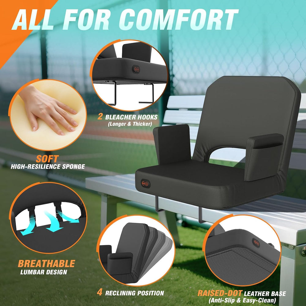 HOPERAN Heated Stadium Seats for Bleachers, Dual Control, Foldable Armrests