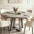 Garvee 47 inch Round Dining Table for 4-6 People, Wash Grey Kitchen Table