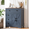 Vabches Farmhouse Storage Cabinet with 2 Doors and 4 Drawers, Blue