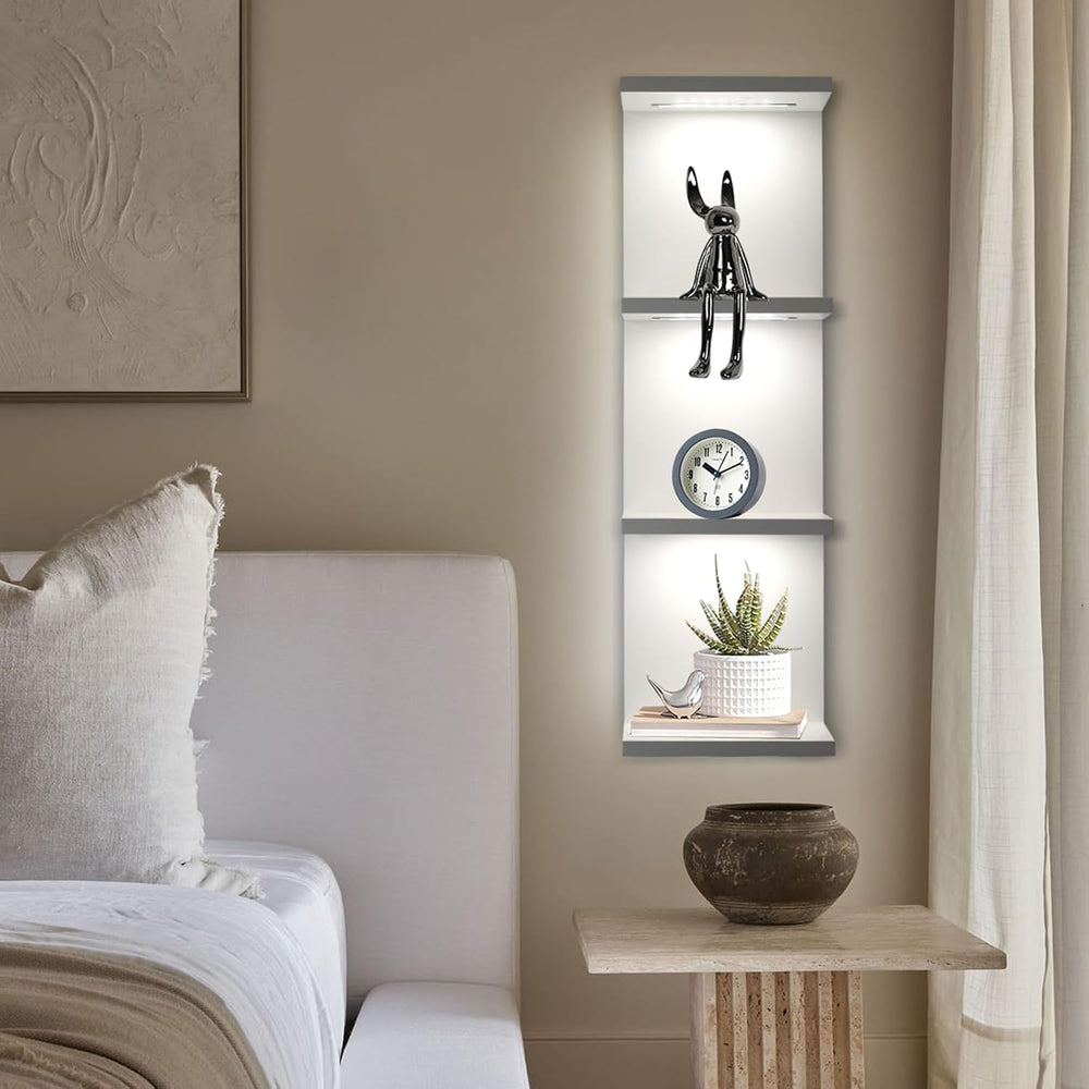 4 Tier LED Wall Shelf, White
