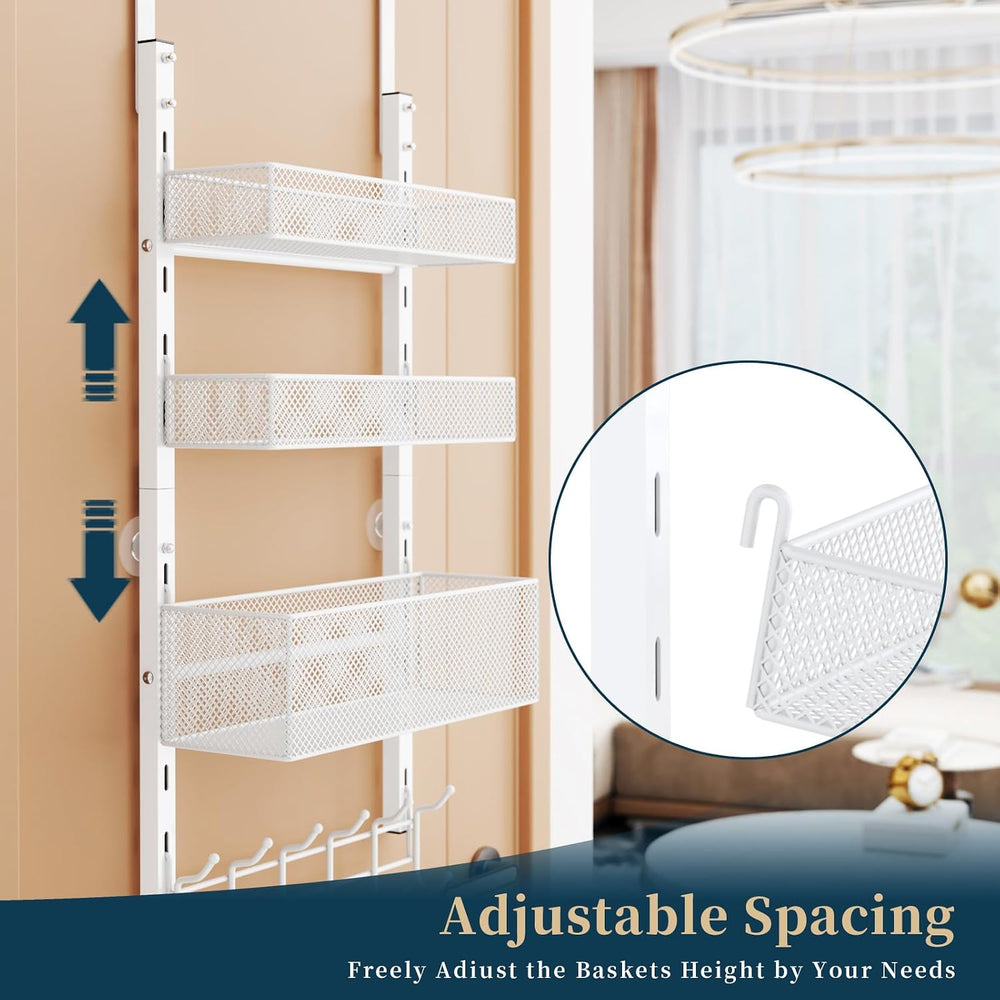 Consumest Over The Door Hooks Organizer - 4 Tier Door Coat Rack with 3 Basket...