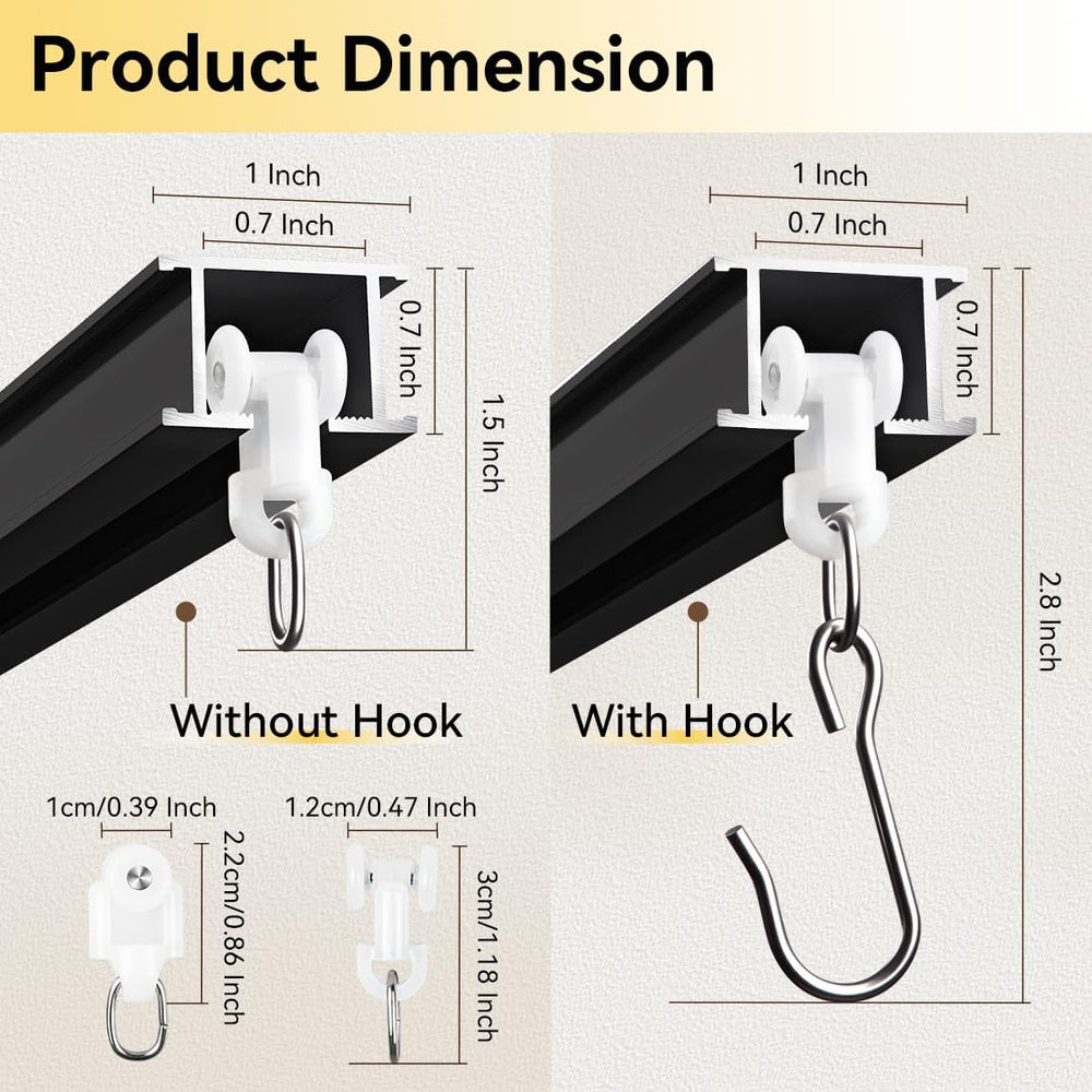 FELIDESIGN Ceiling Curtain Track, Room Divider Rail Set, Black, 3ft-6ft