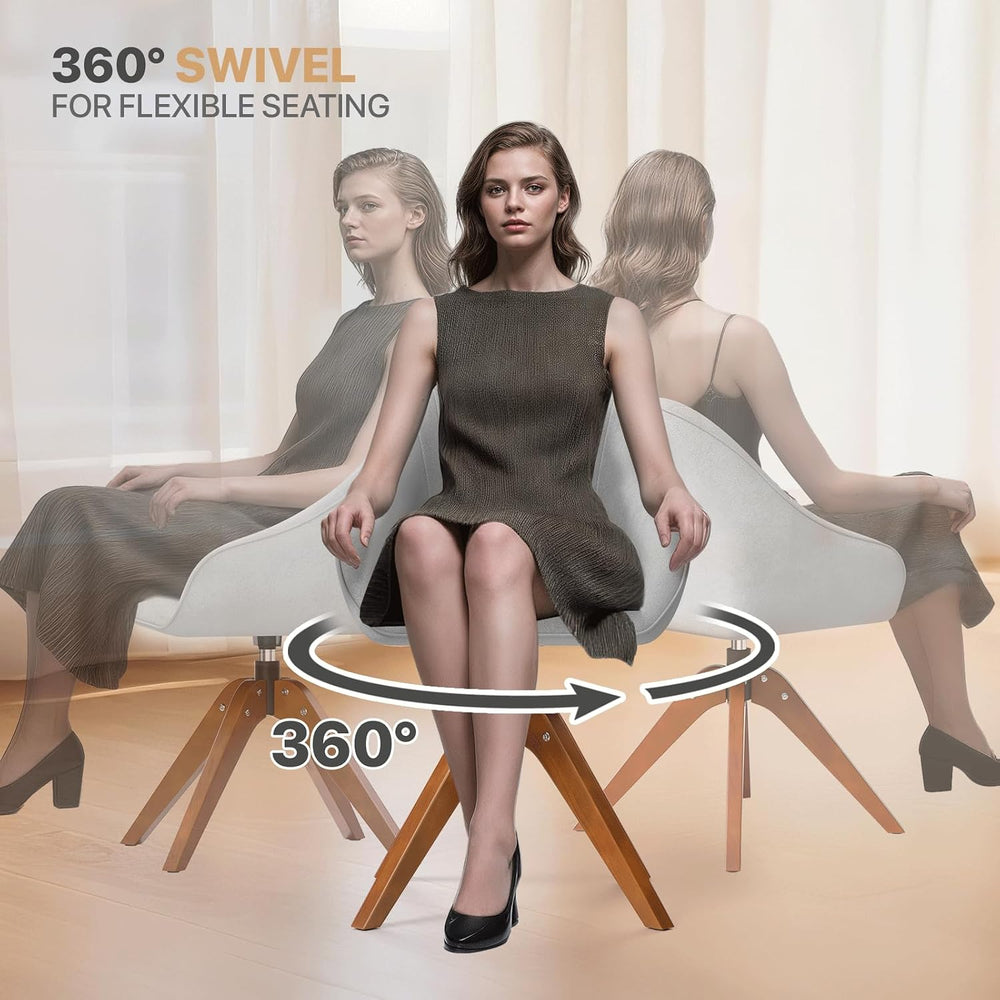 Magshion Mid Century Swivel Accent Chair, 360° Rotating Fabric Armchair with ...
