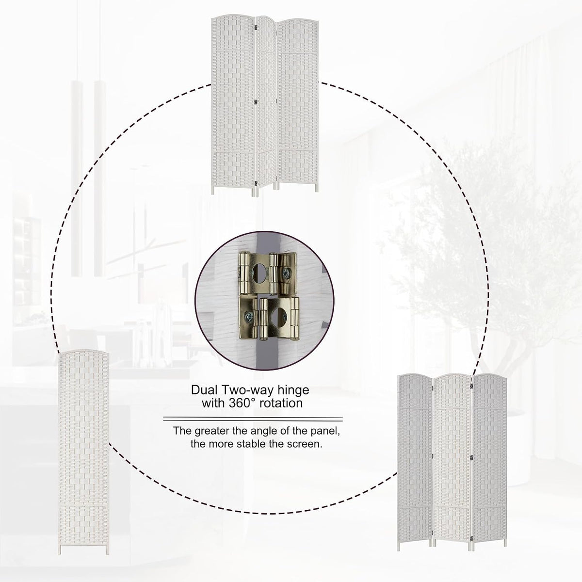 RHF Room Divider Panel,Partition Room Dividers,3Panel Privacy Screen,White