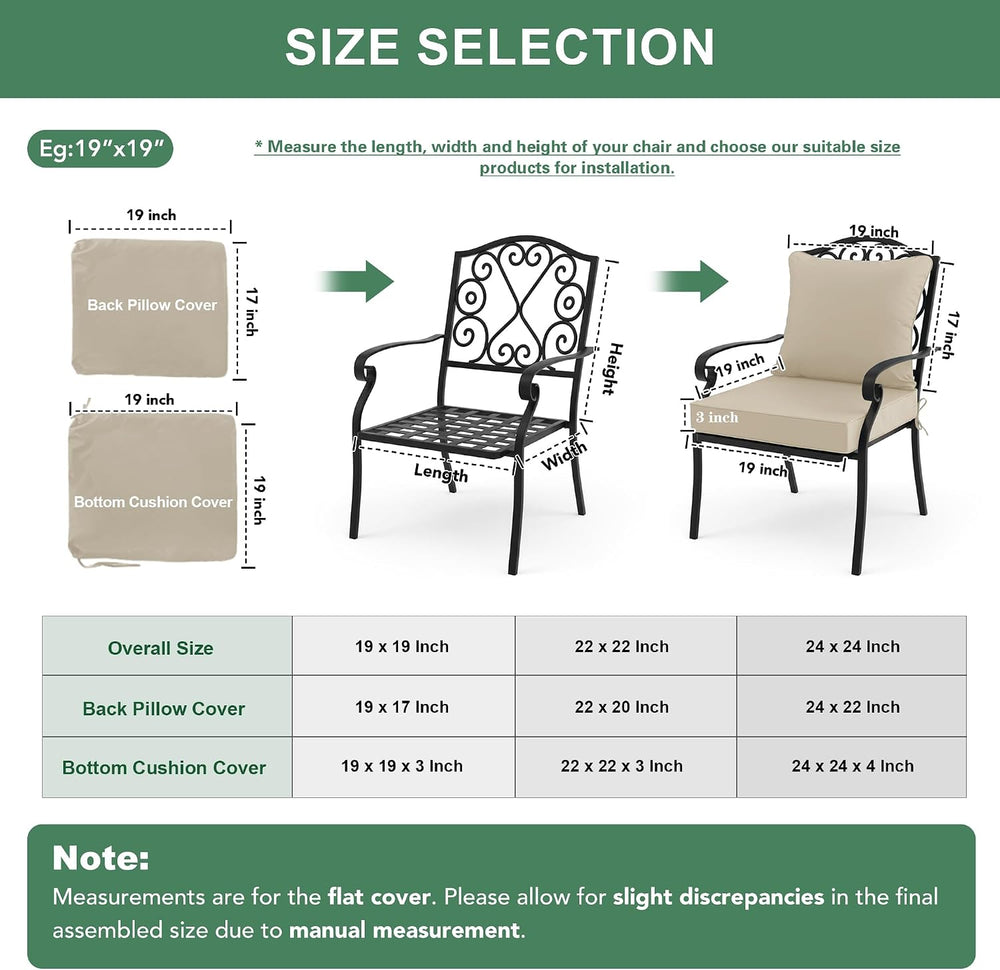 Summsun Outdoor Chair Cushion Water Resistant, 19 x 19 Inch, Cream, 4-Pack