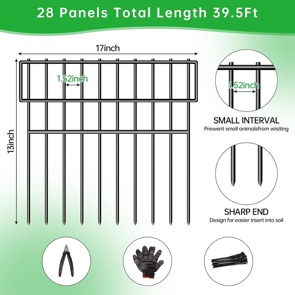 39.5ft(L) X 13in(H) Animal Barrier Fence, 28 Panels No Dig Fence for Dogs, 1....