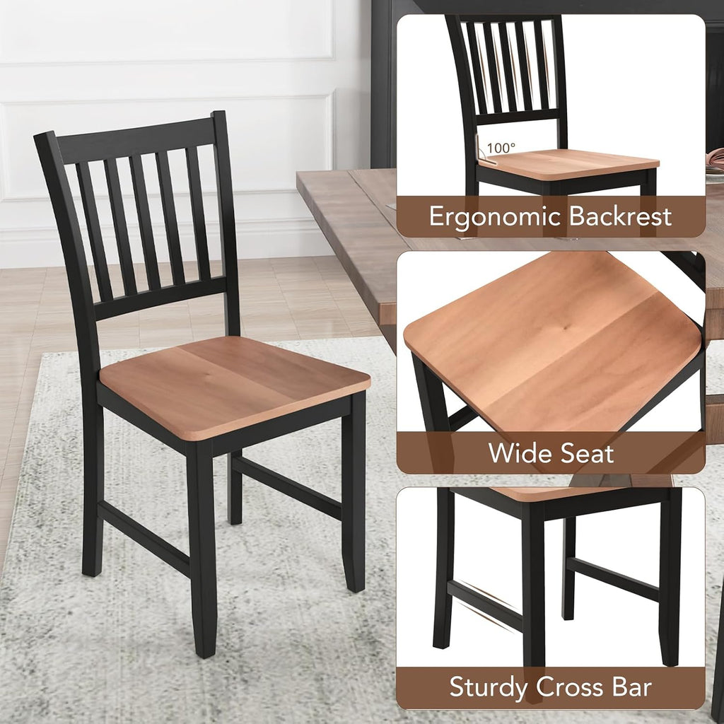 costway dining chairs set of 4 with solid showing dimensions