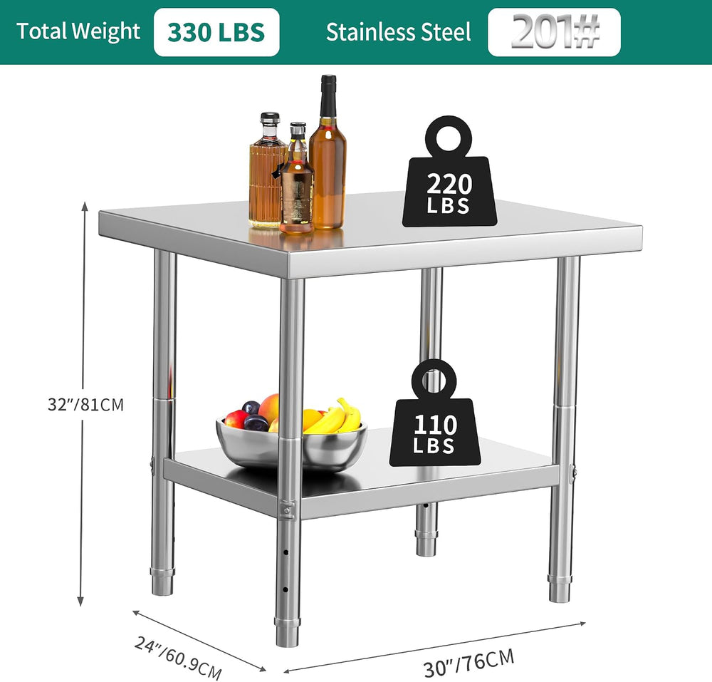 YITAHOME 30" X 24" NSF Stainless Steel Table