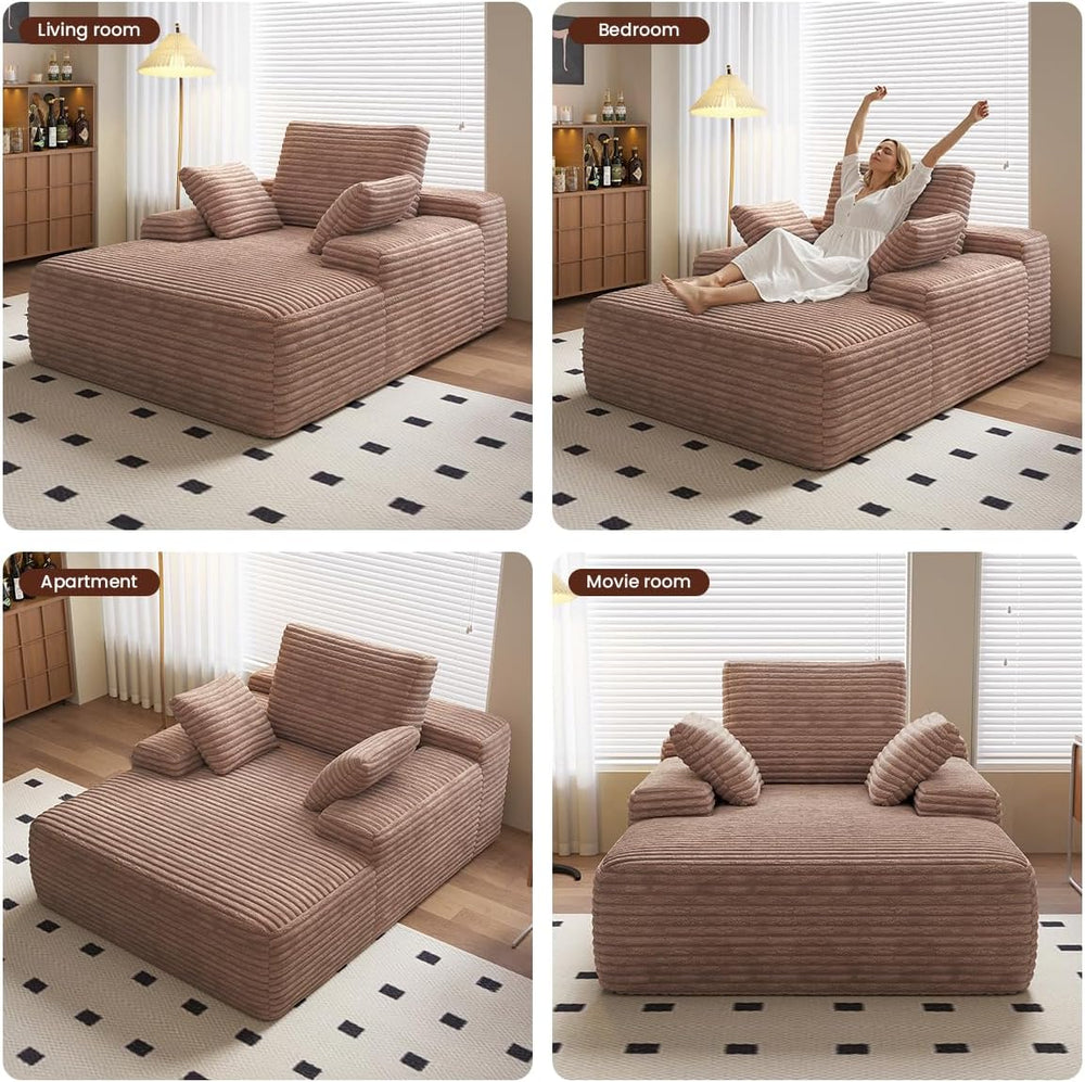 Oversized Chaise Lounge Chair Indoor, 67'' Corduroy Boneless Sofa Bed...