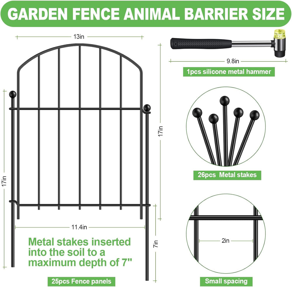 Decorative Garden Fence, 40-Pack Rustproof Animal Barrier, 17 in x 40 ft