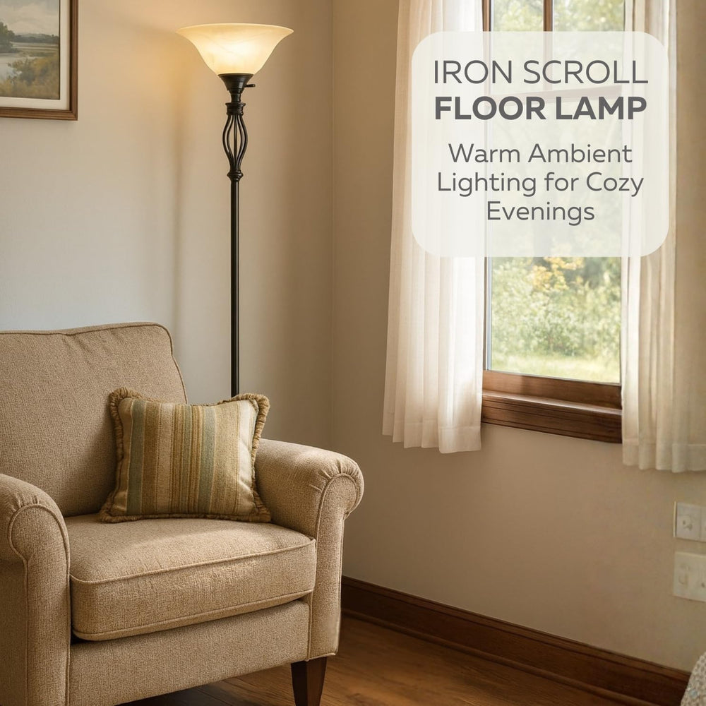 LIGHTACCENTS Torchiere Floor Lamp, 72" Bronze Standing Lamp