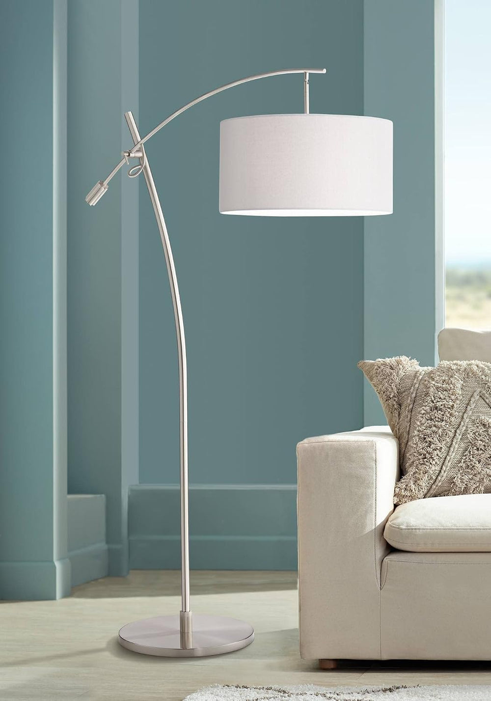 Raymond Brushed Nickel Adjustable Boom Arc 69" Tall Floor Lamp