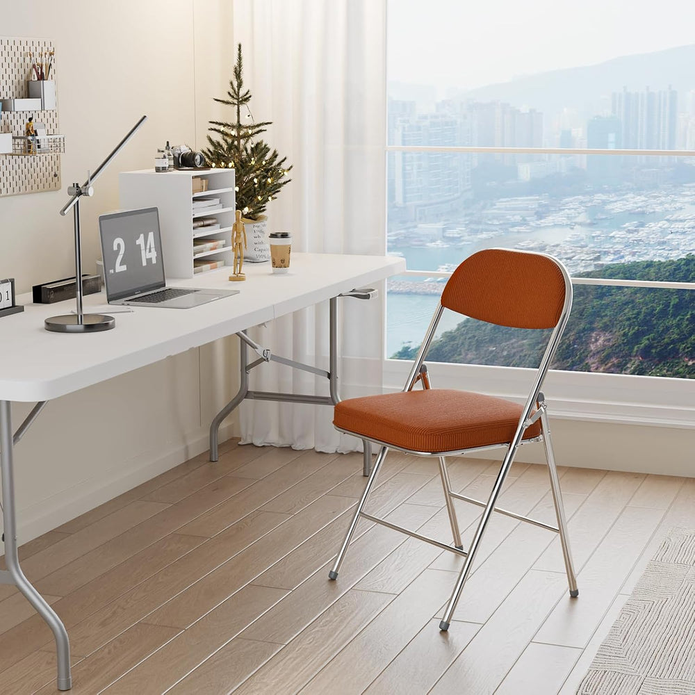 VINGLI Folding Chairs with Padded Seat & Backrest, Metal Frame, Durable C...