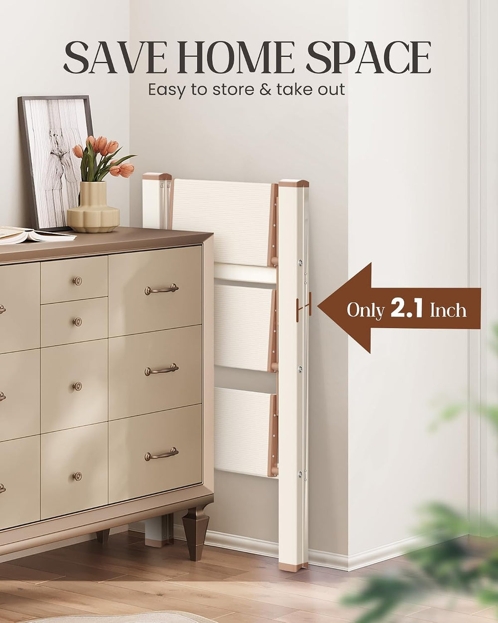 3 Step Ladder, Folding Step Stool with Anti-Slip Wide Pedal