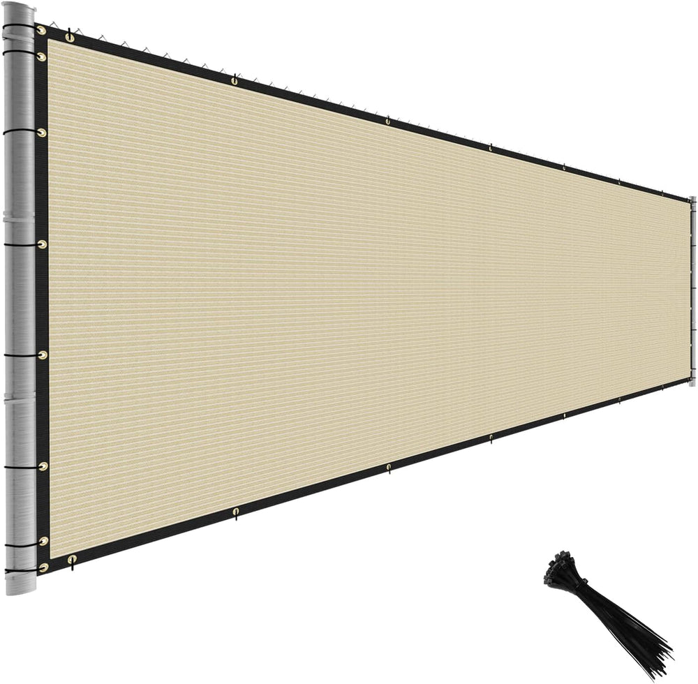TANG Fence Privacy Screen Beige 6 Feet x 25 Feet Outdoor Shade Cloth with Gro...