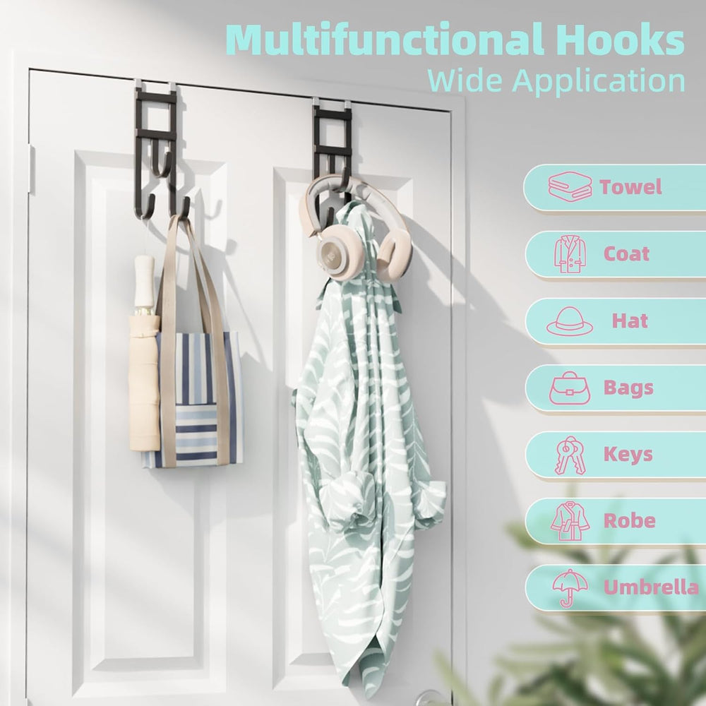 4 Pack Over-the-Door Hooks, No Installation Required, 100 Lb Heavy Duty with ...