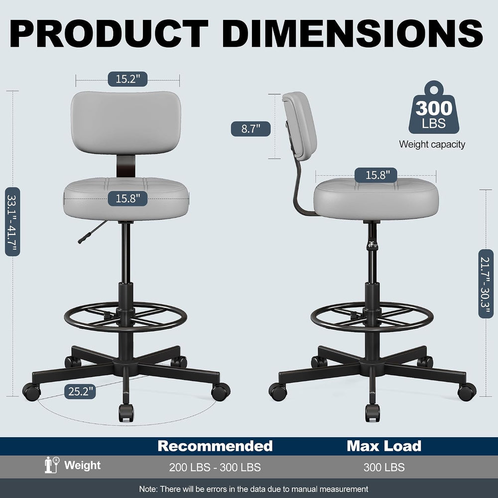 Drafting Chair with Backrest, Tall Desk Chair for Standing Desk