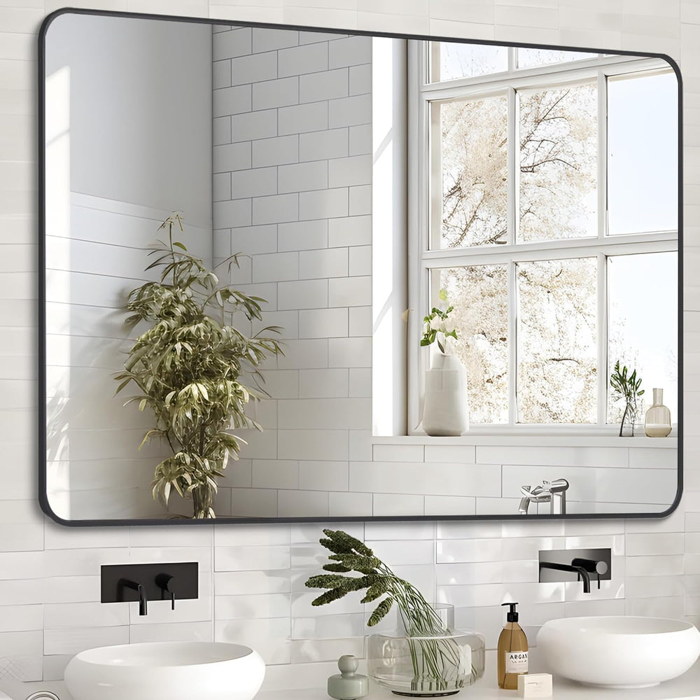 SNUGACE Black Framed Bathroom Wall Mirror, 24 x 36 Inch