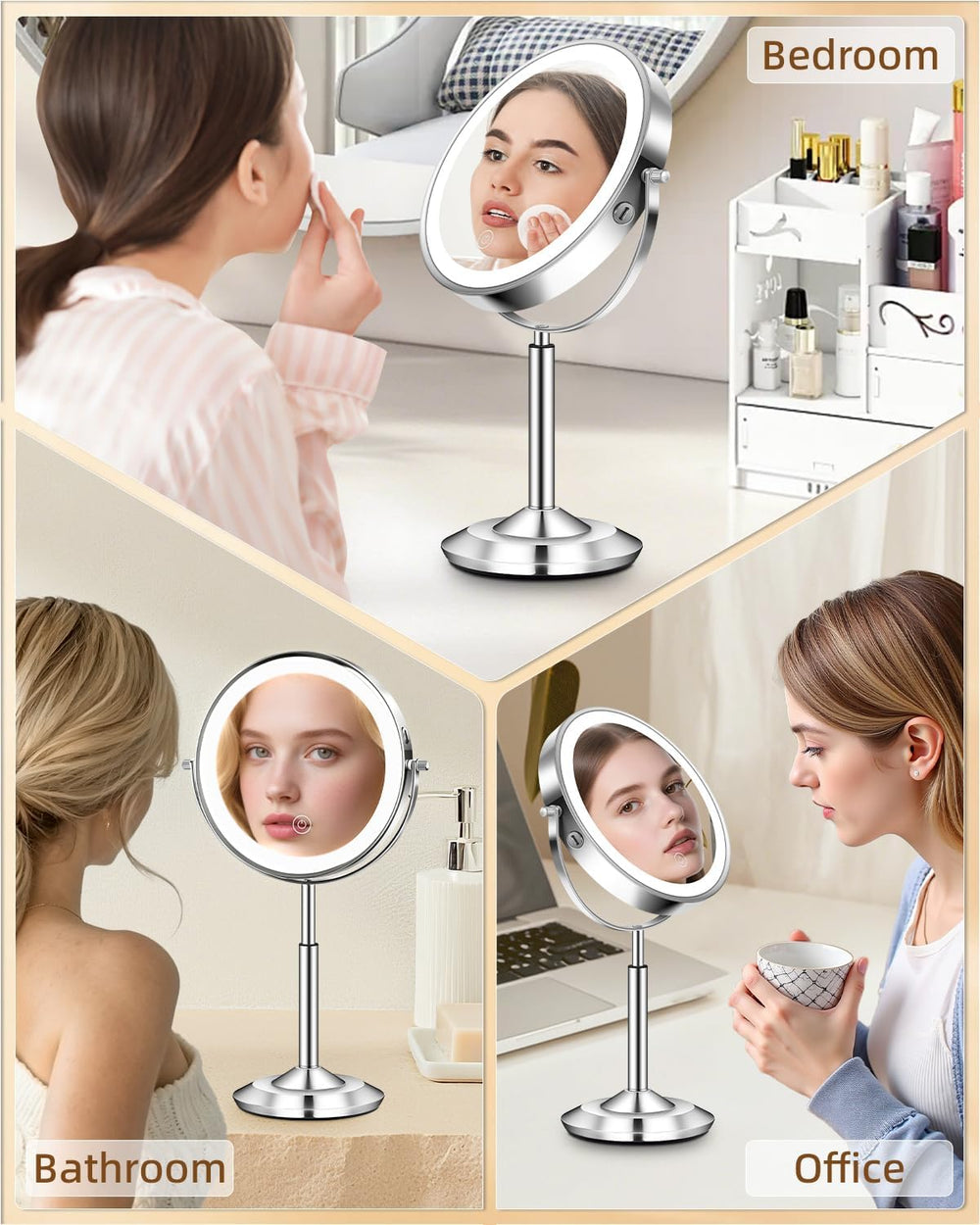 1X/30X 8" Magnifying Makeup Mirror with Lights Height Adjustable for Desk