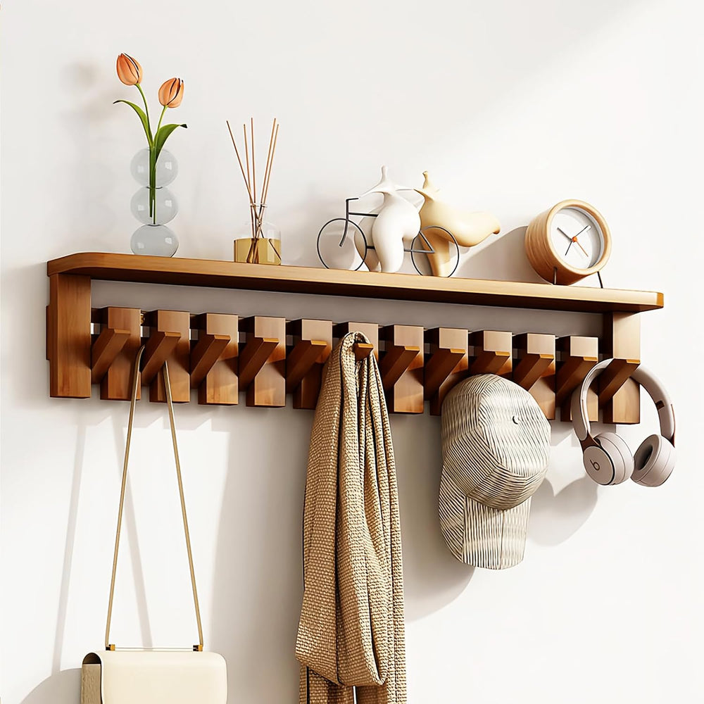 Paint Wood Wall Mounted Coat RackHooks Piano Key Hangers Natural Solid Wood H...