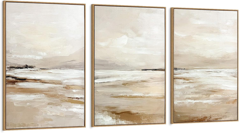 Zessonic Large Neutral Coastal Beach Wall Art Landscape Texture Art,24"x...