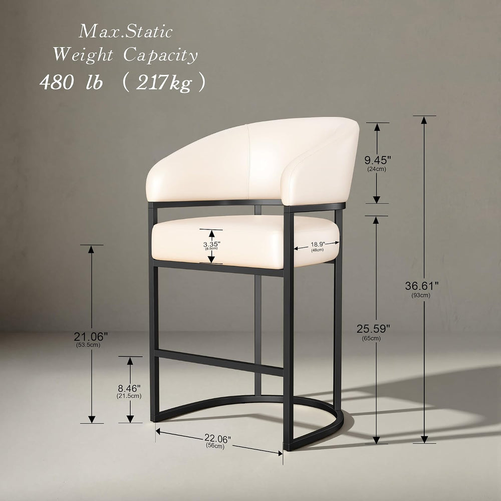 Modern Counter Height Bar Stools,Bar Stools Set of 3,PU Leather Upholstered B...