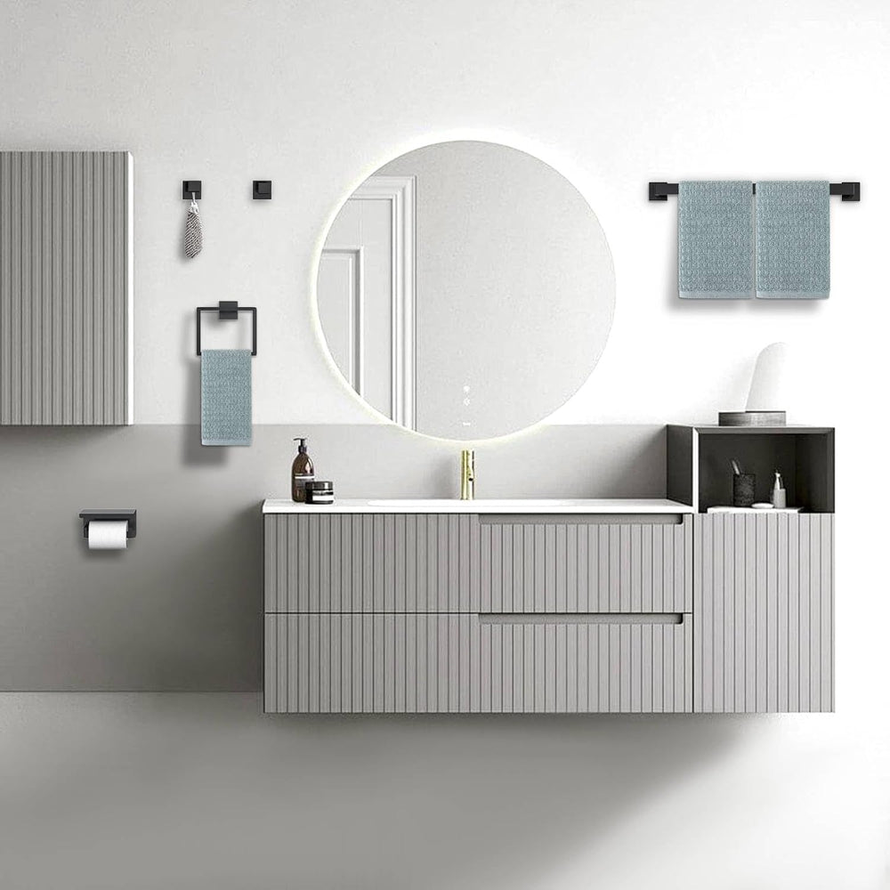 Matte Black Bathroom Hardware Accessories Set 10-Pieces Black Towel Bar Set S...