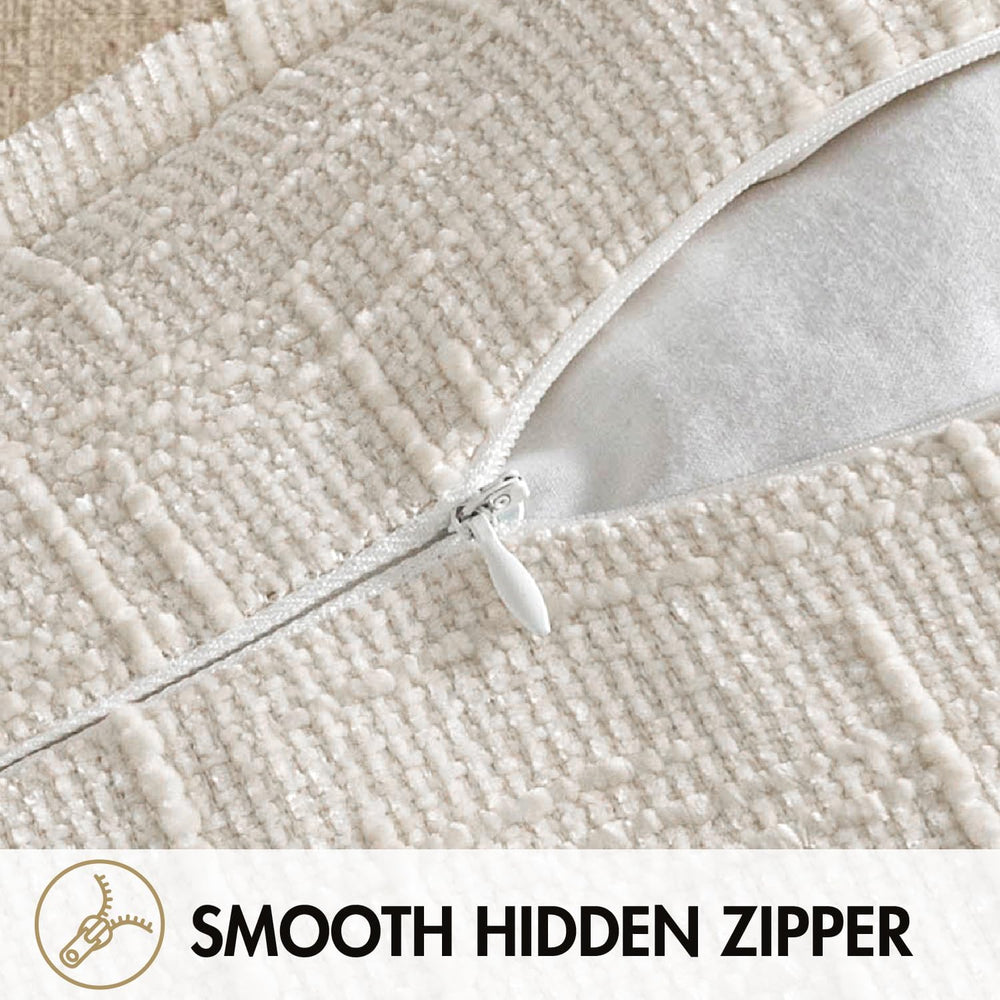 MIULEE Slubby Textured Decorative Euro Pillow Covers Cream White 22x22