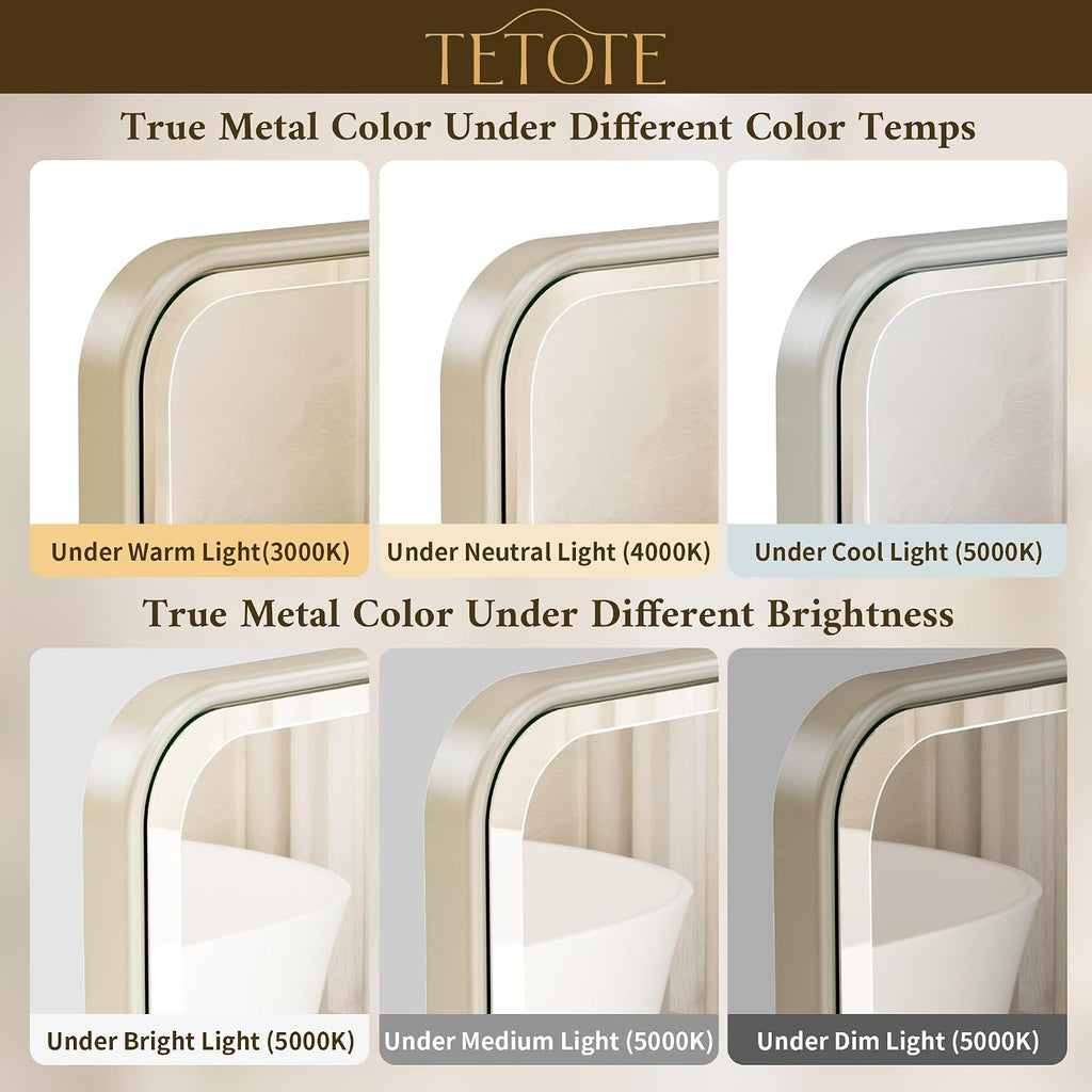 TETOTE Brushed Nickel Mirror 20 x 30 Beveled Edge Tempered Glass, Rounded Corner Rectangle Bathroom Mirror for Over Sink for Modern Bathroom, Living Room, Bedroom, Entryway