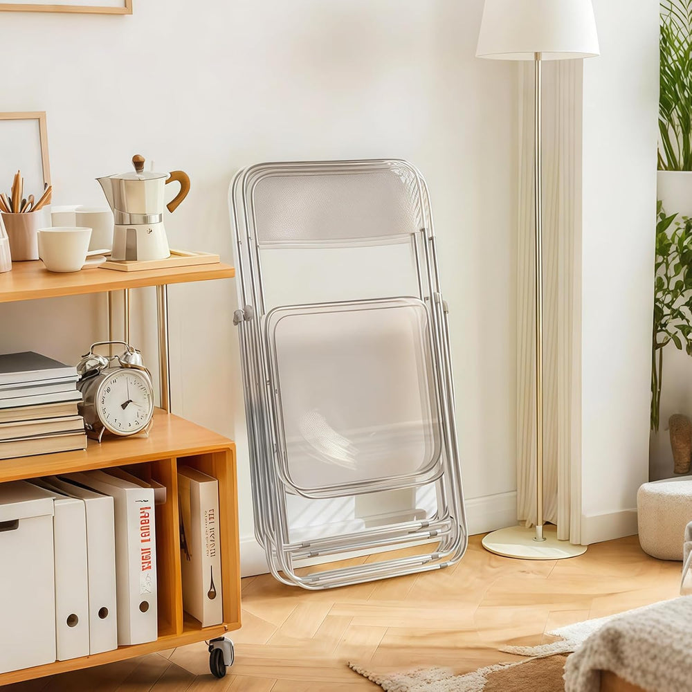 JPBSTO 12 Pack Crystal Clear Folding Chairs - Premium Bulk Stackable for Exhi...