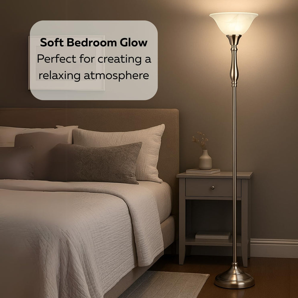 LIGHTACCENTS Torchiere Floor Lamp, 72", Brushed Nickel
