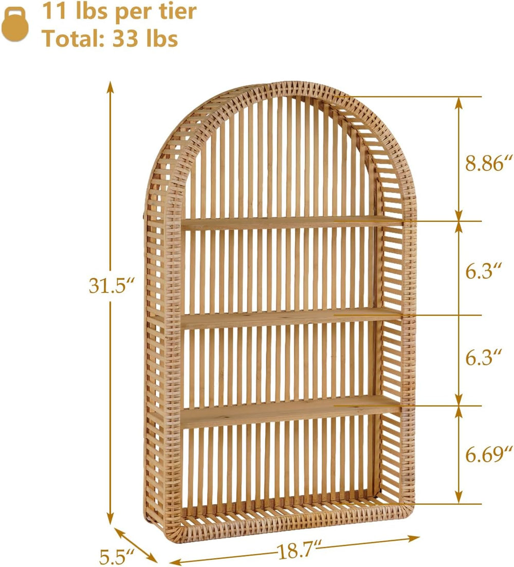 4 Tier Arched Rattan Wall Shelf