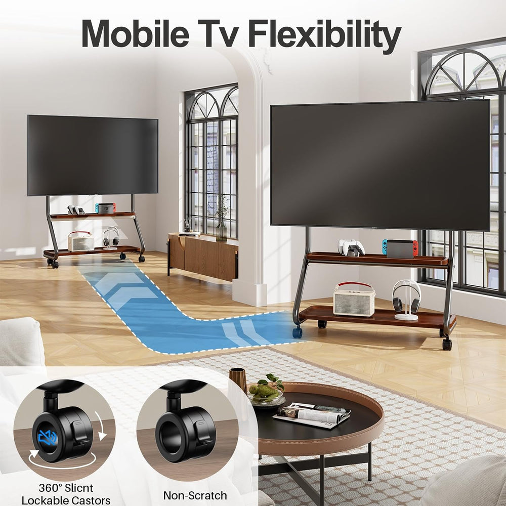 Easel Rolling TV Stand with Wheel for 32-75 Inch TVs up to110 lbs
