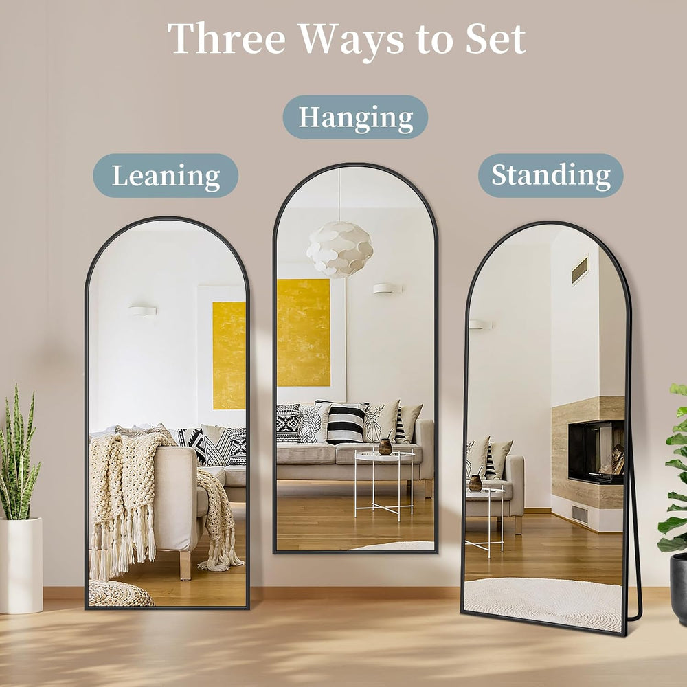 56"x14" Arched Full Length Mirror with Stand,Full Body Floor Mirror