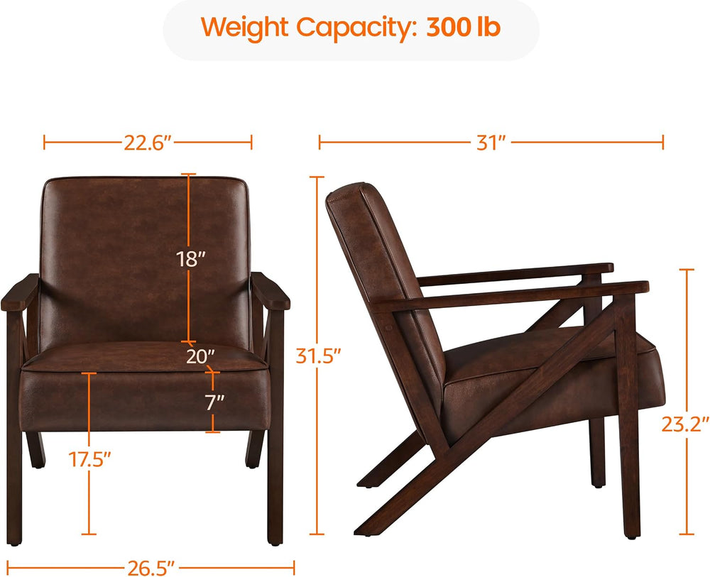 Yaheetech Mid-Century Modern Accent Chair, Lounge Chair, Dark Brown