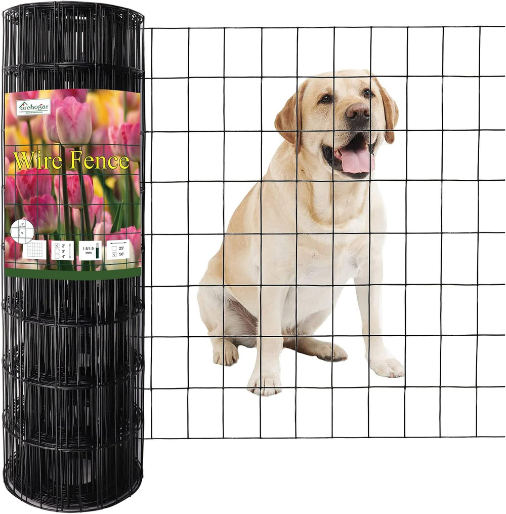 Black PVC Coated Welded Wire Fence 24" x 50' Roll, 2"x3" M...