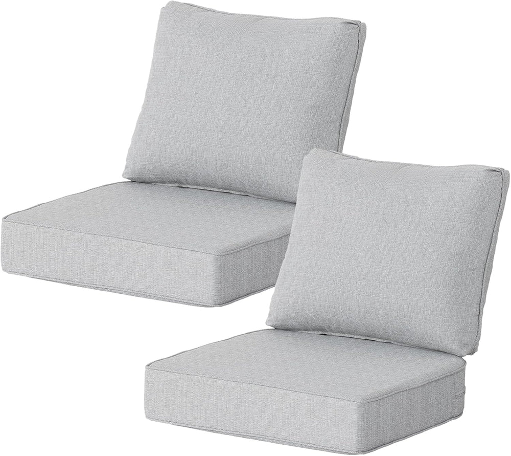 24x24 Inch Outdoor Deep Seat Cushions Set of 2, Curved Cushion Cover, Flat Th...