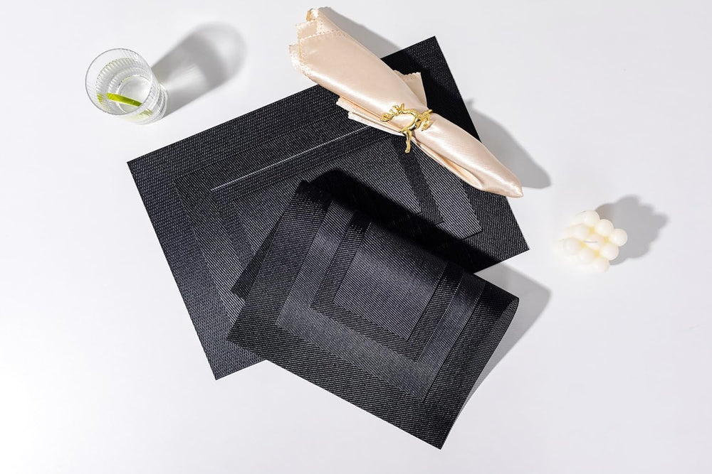 LEXMORE PlaceMats Set of 12 Vinyl/Plastic Woven Place Mats for Kitchen Table ...