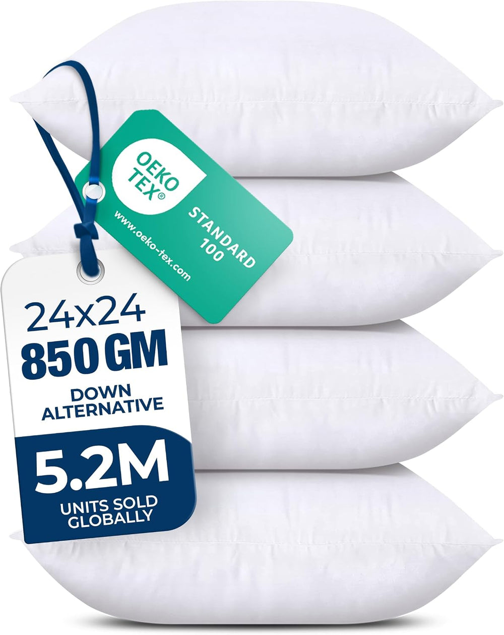Utopia Bedding Throw Pillows, Decorative 24x24 Pillow Inserts, Set of 4