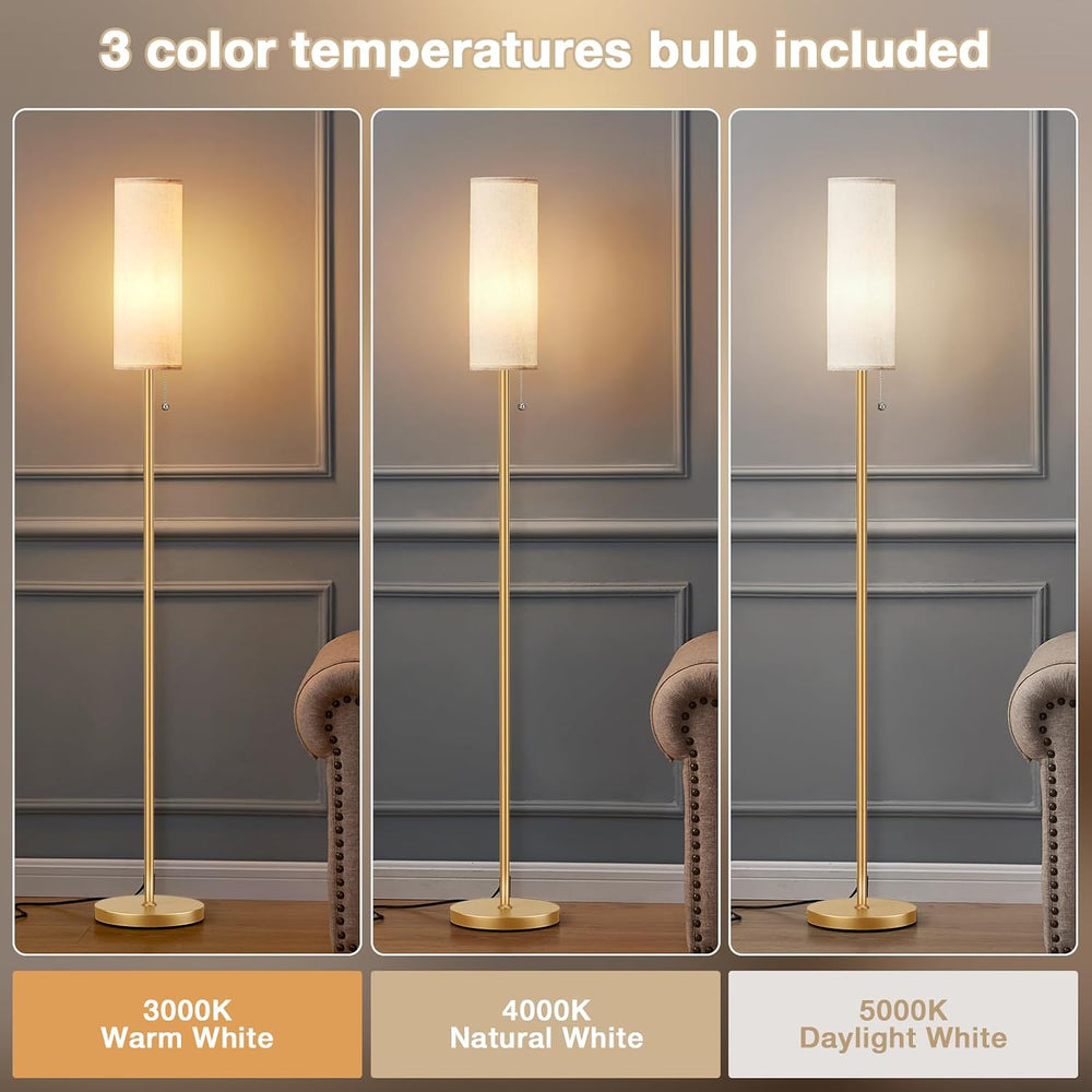 Ambimall 64" Floor Lamp with Bulb & Lampshade & Chain Switch, Be...